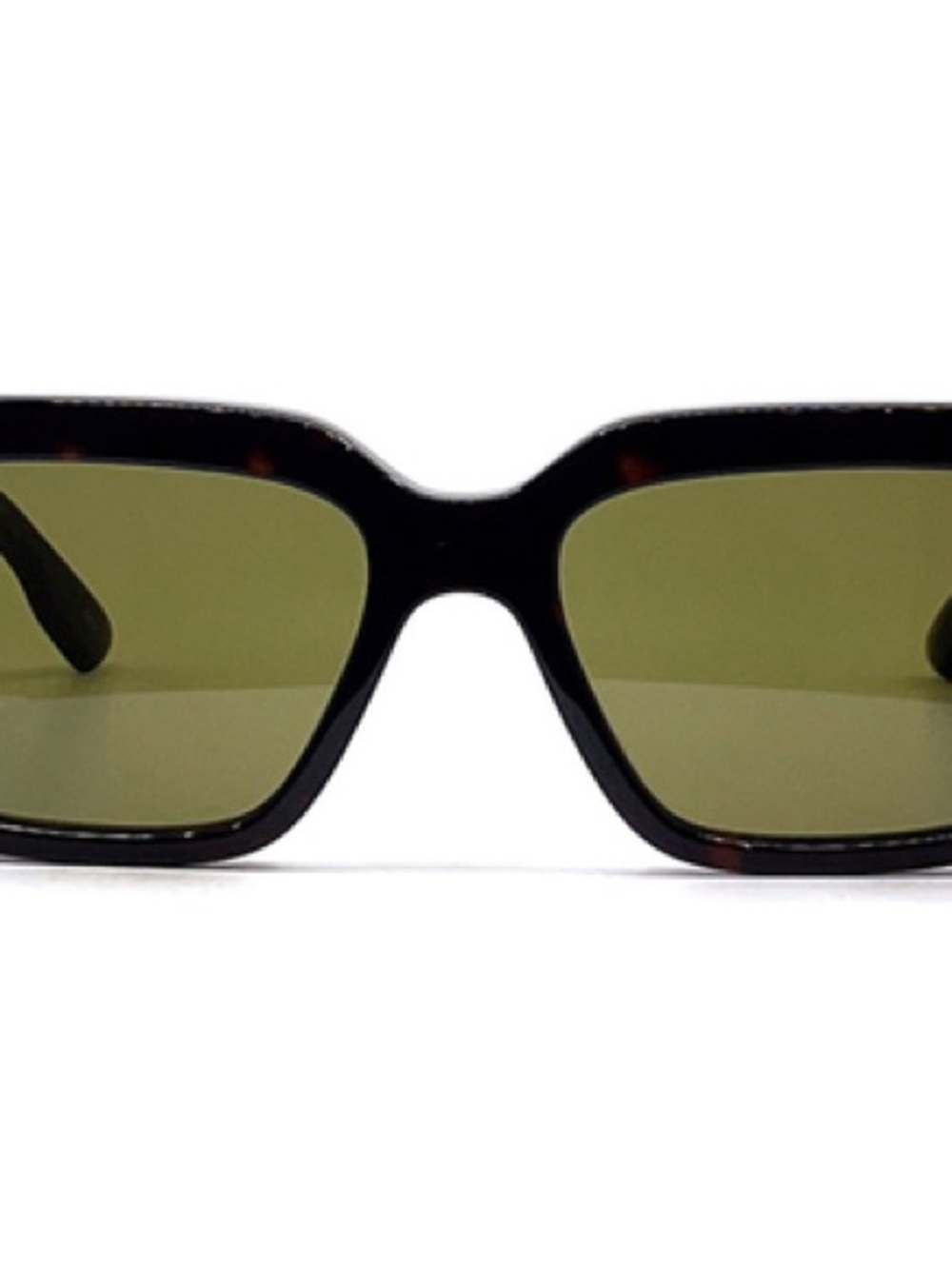 Classic Rectangular Sunglasses - Olive Lenses, Tortoiseshell Frame